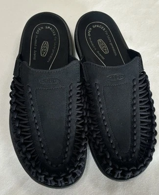 Keen Men’s Uneek II Sandals Size 8 Slip On Black Suede And Woven Cording - Изображение 1 из 4