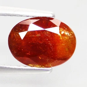 2.46 Ct Joyful (9 x 6 mm) UnHeated Reddish Orange Oval Spain Sphalerite Gemstone - Picture 1 of 7
