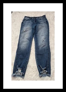 KanCan Distressed Button Fly Raw Hem High Rise Ankle Jeans Size 11 30x27 - Picture 1 of 13