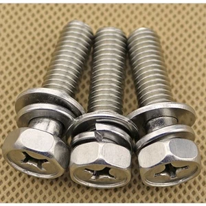 SEM HEX TAP BOLTS PHILLIPS HEAD SCREW +FLAT/SPRING WASHER A2 STAINLESS M6 M8 M10 - Picture 1 of 4
