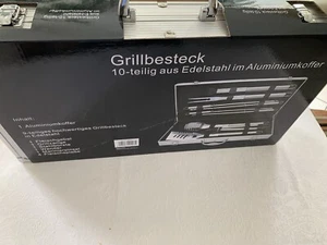 Grillbesteck 10-teilig aus Edelstahl im Aluminiumkoffer Latzke - Bild 1 von 2
