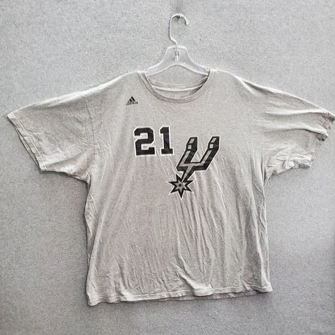 San Antonio Spurs Men T-Shirt 2X Gray Adidas Logo Time Duncan 21 Go To Tee Cover