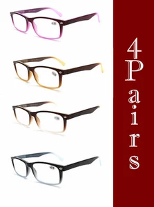 4 pares de gafas de lectura bisagra de resorte con bolsas para mujer y hombre - Imagen 1 de 7