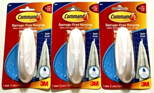 3M Command ~ LARGE BATH HOOK `~ 5 lb Capacity ~ WHITE ~ Lot Of 3 ~ BRAND NEW - Picture 1 of 7