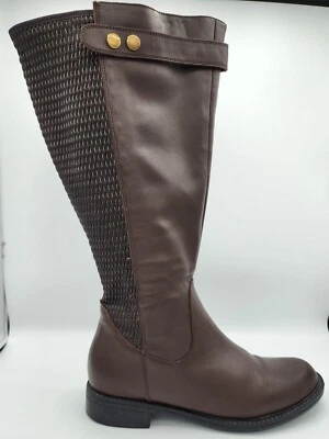 Botas marrons femininas David Tate tamanho 8M LARGO zíper panturrilha - Avery 18 - Usado - Imagem 1 de 4