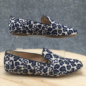 J Crew Zapatos Mujer 8 Georgie Animal Print Sin Cordones Mocasines Planos Tela Azul - Imagen 1 de 15