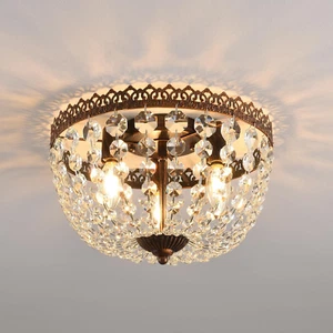 3 Lights French Empire K9 Crystal Flush Mount Chandelier Lighting Antique Ceilin - Picture 1 of 9