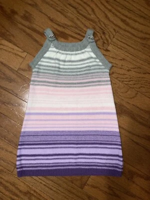 Vestido suéter listrado branco prata roxo Crazy 8 bebê criança menina top longo 3t - Imagem 1 de 4