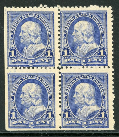 USA 1894⭐1¢ Franklin ⭐ Blue - Unwmk ⭐Scott # 247 ⭐Block of Four⭐ MNH D873 Cover
