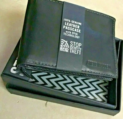 STEVE MADDEN  MENS BLACK PASSCASE  WALLET LEATHER  RFID  NIB - Image 1 of 4