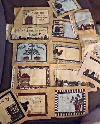 Quilt Labels 20 Deb Strain MODA Made w/LOVE Chicken CATS Americana Sewing Labels - Image 1 of 4