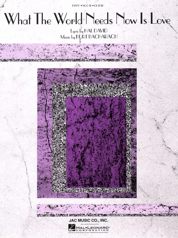 What the World Needs Now Sheet Music Piano Vocal NEW Burt Bacharach 000356027 - Image 1 of 1