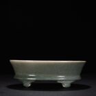 8,7" ancien chant antique dynastie ru four porcelaine haricot vert glaçure pot narcisse