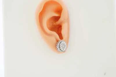 Tachuelas de diamantes con racimo de oro blanco de 10 quilates #25477B Foto 1 de 4