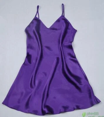 100% реальный шелк женщин ремни полный скольжения сорочка ночная рубашка Sleepwear M-2XL YM001 - Изображение 1 из 4