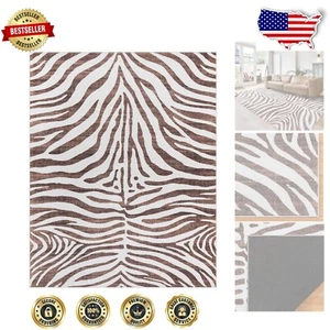 Vibrant Zebra Print Area Rug 9x13 - Non-slip, Perfect for High Traffic Spaces - Picture 1 of 6