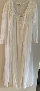 Gilead VTG 2 Pc Nylon & Chiffon Peignoir Set Long Sz L 1960s -1970s Whtie - Picture 1 of 10