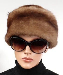 Sombrero de piel gorro de marta piel cabeza joyería mujer yeso cálido invierno naturaleza pezuña marrón - Imagen 1 de 5