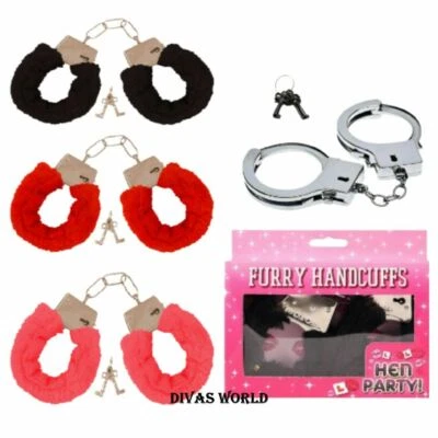 Furry Fluffy Handcuffs Role Play Toy Sex Aid Fancy Dress Hen Night Stag Party  - Image 1 of 4