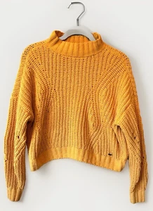 Hollistor Crop Sweater Size Small Butter Yellow Chunky Knit Cozycore - Picture 1 of 14