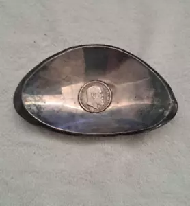 sterling dish w 1909 DREI MARK coin. with Wilhelm Koenig Von Wuerttemberg - Picture 1 of 6