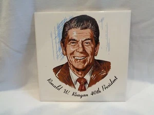 RONALD W. REAGAN 40th President Hanging Wall Tile Square Ceramic Trivet Art - Picture 1 of 3