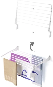 Fold Wall Mounted Clothes Airer, Vertical Folding Indoor and Outdoor Drying Rack - Picture 1 of 12