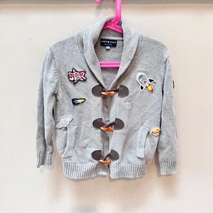 Andy & Evan Gray Space-Themed Toggle Cardigan 100% Cotton Size 5Y - Picture 1 of 9