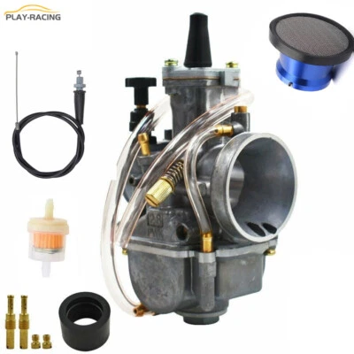 Carburetor & Throttle Cable w/ Air Filter For Kawasaki KX80 KX100 KX125 PWK28 US - Image 1 of 4