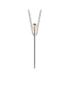 Plata Genuina 925 Colgante Hölzchen con Collar 45cm con Diamante & Oro Rojo 585 - Imagen 1 de 3