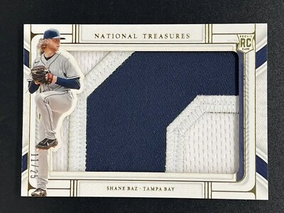 2022 Panini National Treasures Gold 11/25 Shane Baz Rookie RC Rays Jersey Number - Image 1 of 2