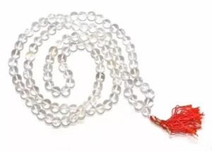Quartz Crystal Mala 7mm Beads 108+1 Original Sphatik Healing Rosary Bead - Bild 1 von 2