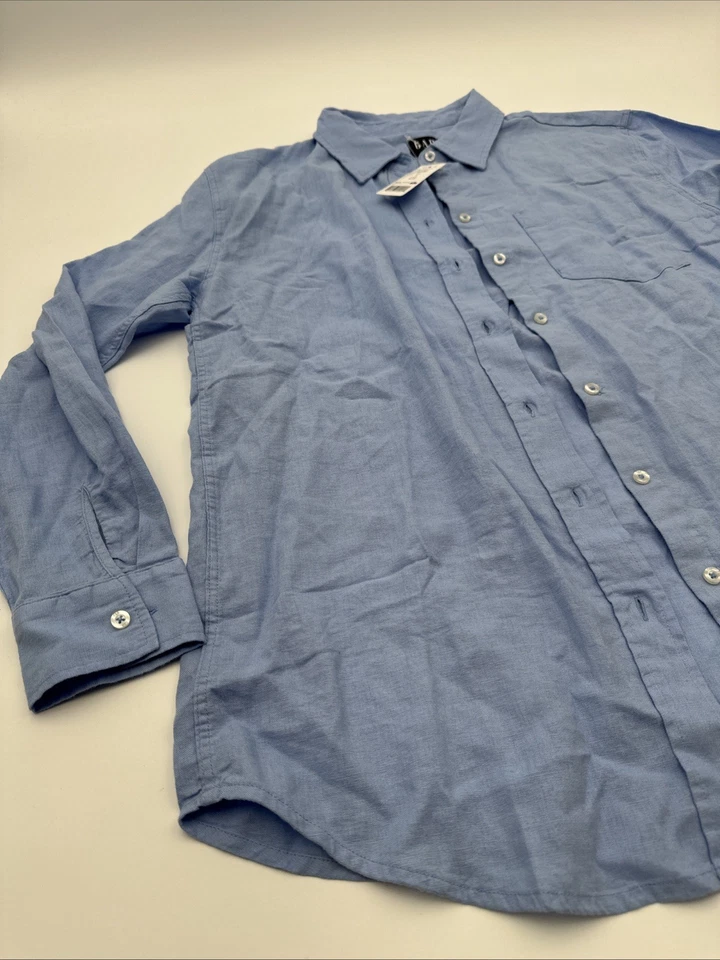 Gap Womens Coastal Blue Linen L/S Relaxed Fit Classic Button Down Shirt Sz. S
