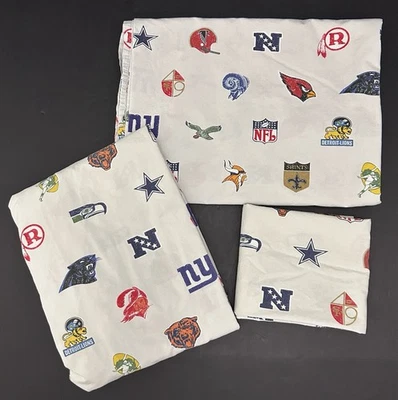 Juego de sábanas dobles de fútbol americano con logotipos de la NFL adolescentes POTTERY BARN de colección, planas, ajustadas, 1 estuche Foto 1 de 4