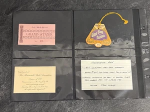 Insignia de temporada de Monmouth Park 1892 con folleto completo de boletos y tarjeta de cumplido - Imagen 1 de 11