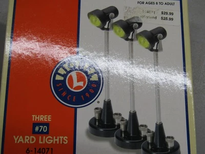 2 sets LIONEL YARD LIGHTS #70 (SET OF 3) 6-14071 O GAUGE DIE CAST 6 lights total - Image 1 of 4