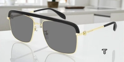 Gafas de sol para hombre ALEXANDER MCQUEEN AM0258S 001 Pilot dorado negro gris 59 mm Foto 1 de 4