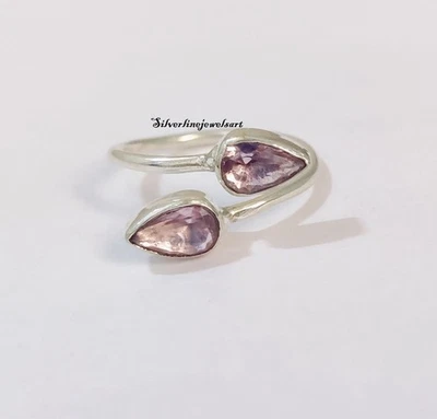 925 Sterling Silver Rose Quartz Adjustable Midi Silver Women's Gift Ring  SP6085 - Image 1 of 4