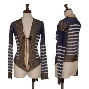 Jean Paul GAULTIER FEMME Drawing Stripe Printed Mesh Cardigan Size 40(K-159721) - Picture 1 of 12