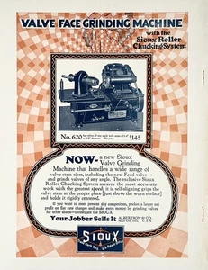 1928 Ad Albertson & Co Sioux Valve Face Grinding Machine Roller Chuck # 620 $145 - Picture 1 of 1