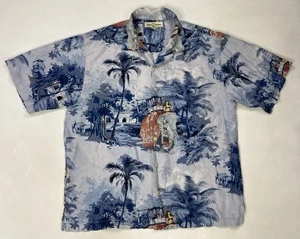 Tommy Bahama Hawaiian Camp Silk Girl Elephant Tropicak Print Shirt Men Large - Picture 1 of 7