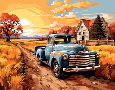 Kit Pintura Diamante 5D 1950 Cheverolet 30cmx40cm Foto 1 de 4