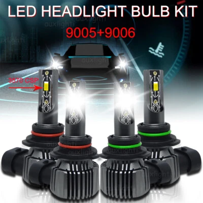 9005 9006 LED Headlights Kit Combo Bulbs 6500K High Low Beam Super White Bright - Изображение 1 из 4