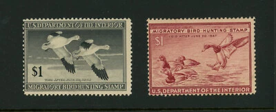 USA Scott # RW13 RW14 Fine OG NH MNH BOB Duck US Stamps Cat $105 - Image 1 of 2