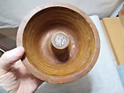 vintage homemade Wood Bowl with 1942 Walking Liberty Half Dollar Coin Center