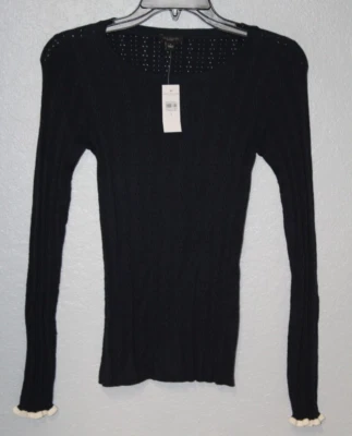 NUEVO Suéter Acanalado Ann Taylor Factory Azul Marino Mujer Pequeño Nylon Algodón Nuevo con Etiquetas Foto 1 de 4