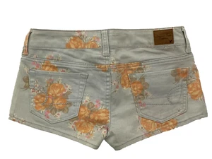 Pantalones Cortos de Jean American Eagle Para Mujer Talla 2 Flores Gris Claro Denim Elastizados - Imagen 1 de 9
