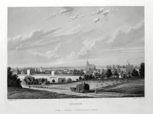 BEESKOW. Gesamtansicht. Echter Stahlstich, Poppel um 1860 - Bild 1 von 1