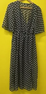 Nasty Gal Polka Maxi Dress UK 14 Semi Sheer - Picture 1 of 7