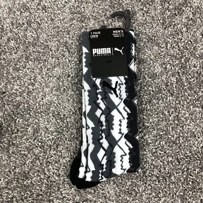 Puma Basketball Men 5 PAIRS Crew Socks Black Sz Sock 10-13/Shoe 6-12 P116547-107 - Image 1 of 4